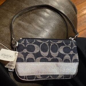 Coach Denim and Silver Wristlet